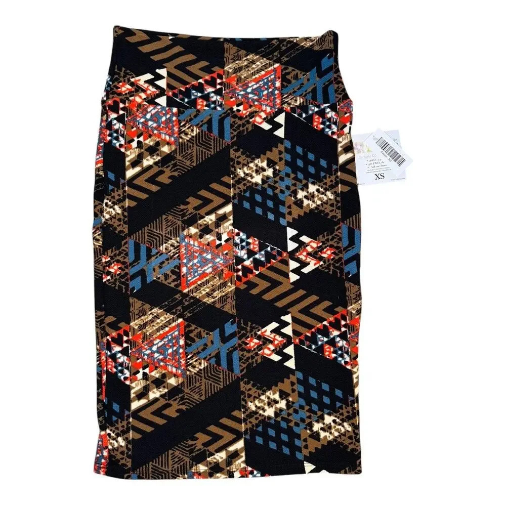 NEW LuLaRoe Cassie Women's XS‎ Geometric Pencil Midi Skirt Multicolor Casual